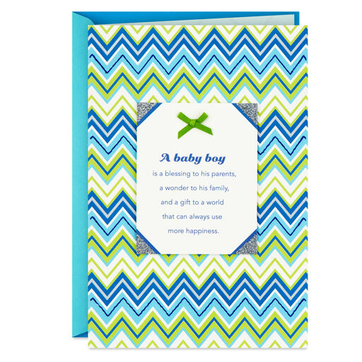 Blessing, Wonder and Gift New Baby Boy Card, 