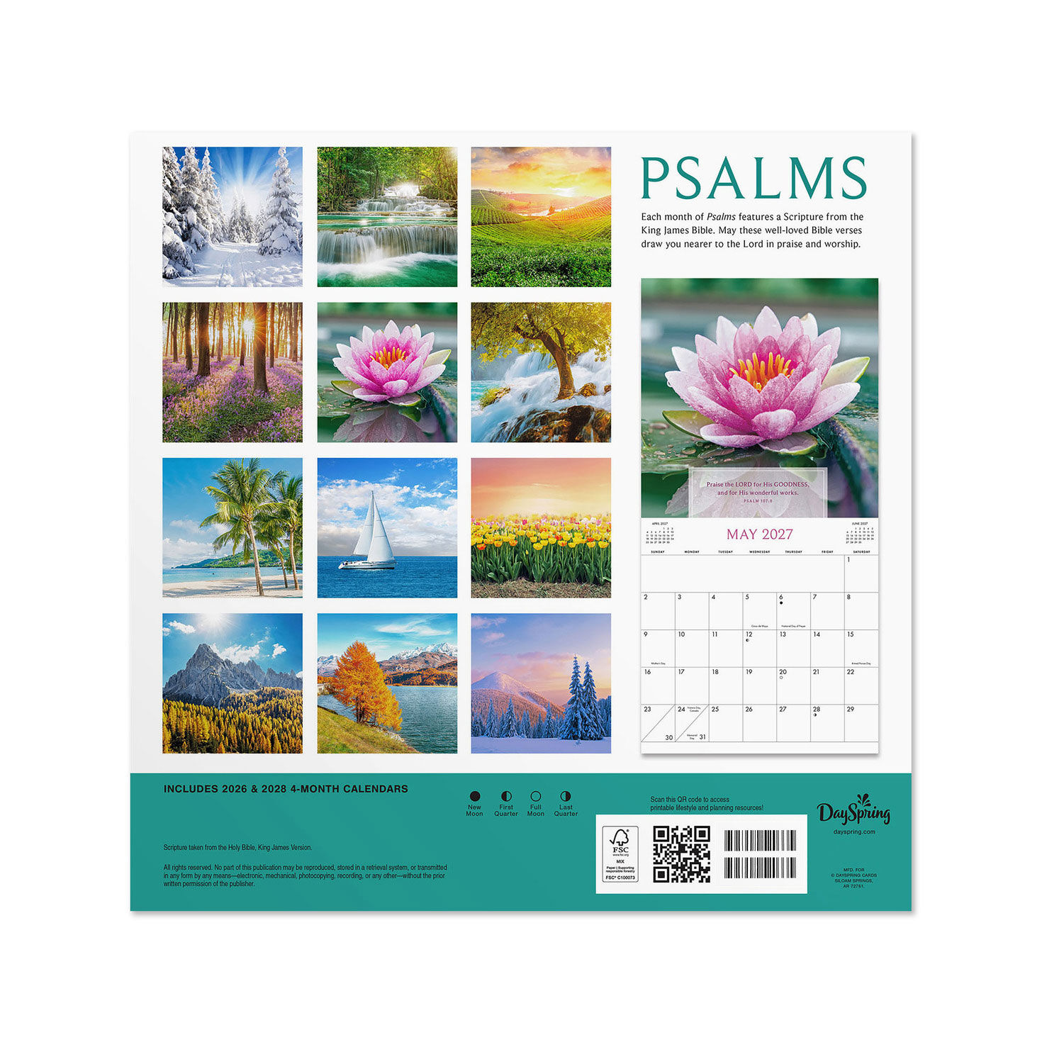 KJV Psalms 2027 12-Month Desk Calendar Back image number 2