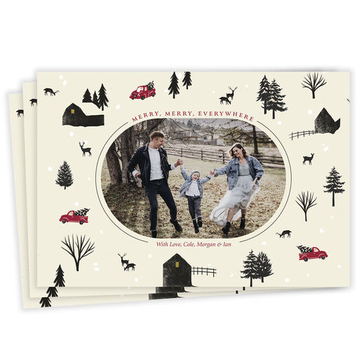 Woodland Farm Truck Flat Christmas Photo Card, 