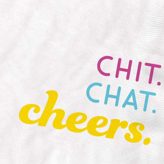 White "Chit, Chat, Cheers" Cocktail Napkins, Set of 16, , large image number 3
