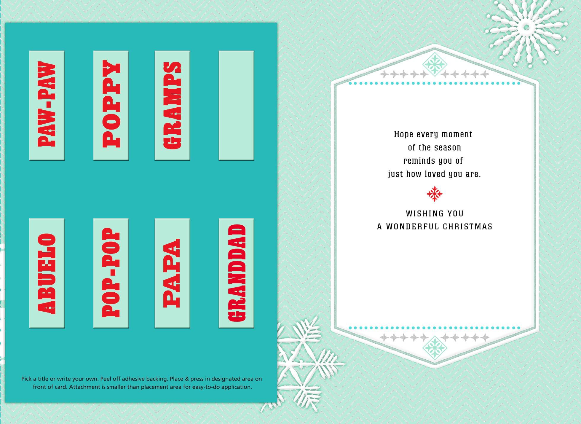 Snowflakes Christmas Card with Customizable Grandpa Stickers