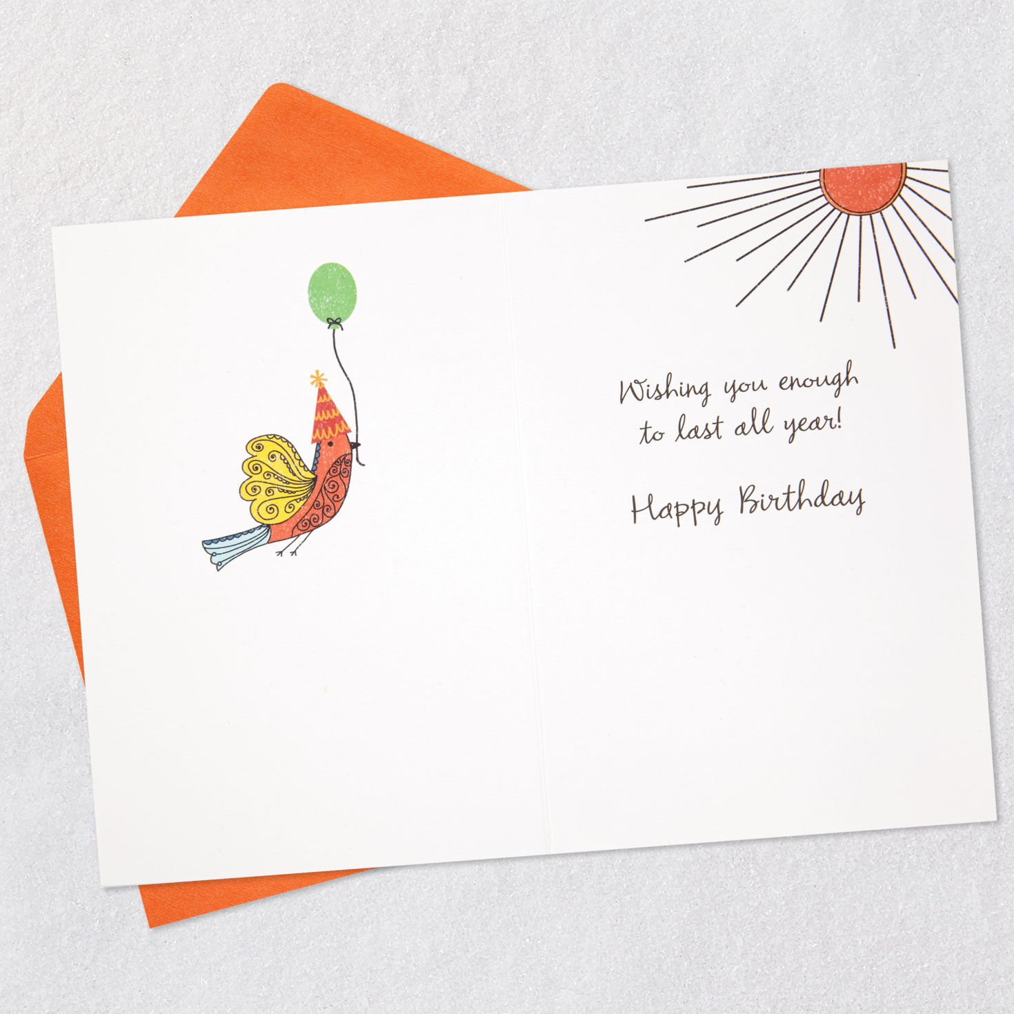 Birds in Party Hats Happy Birthday Card Open card with envelope image number 3