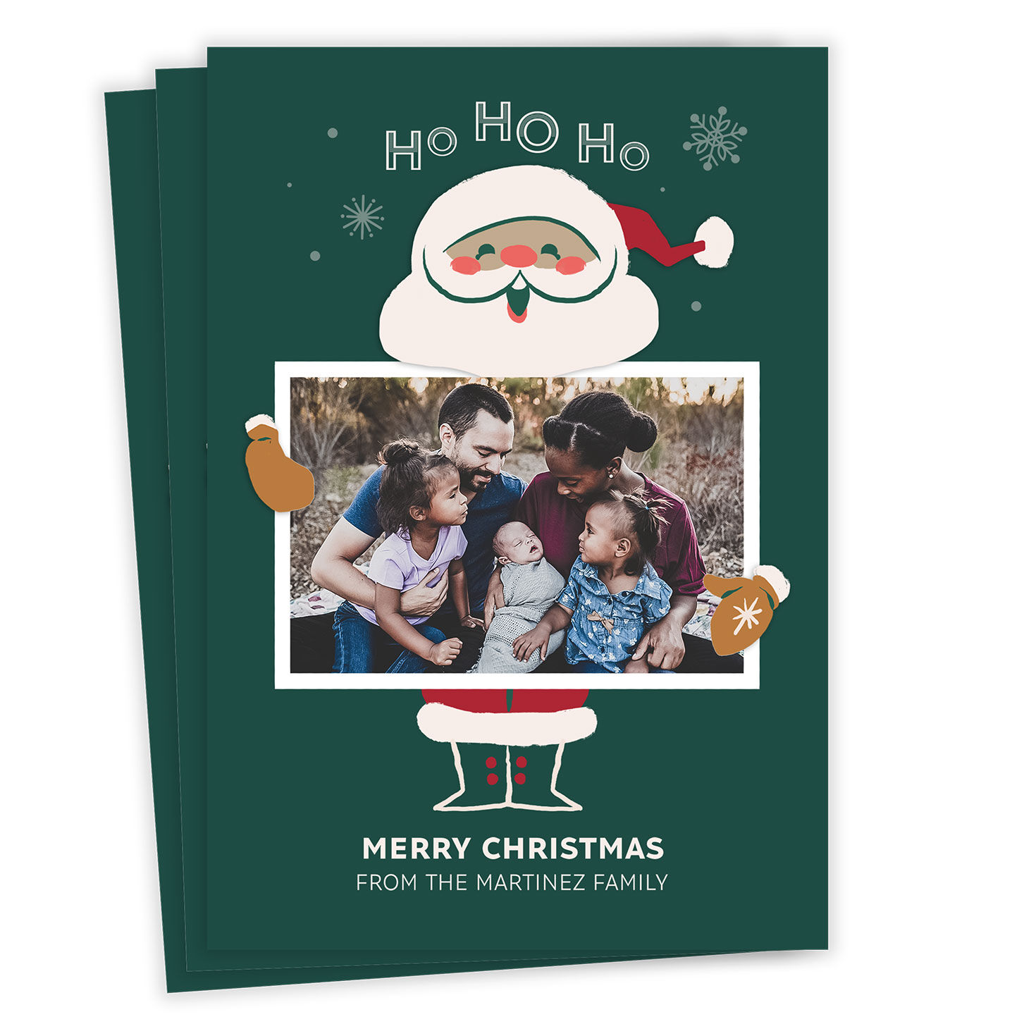 Ho Ho Ho Vintage Santa Flat Christmas Photo Card