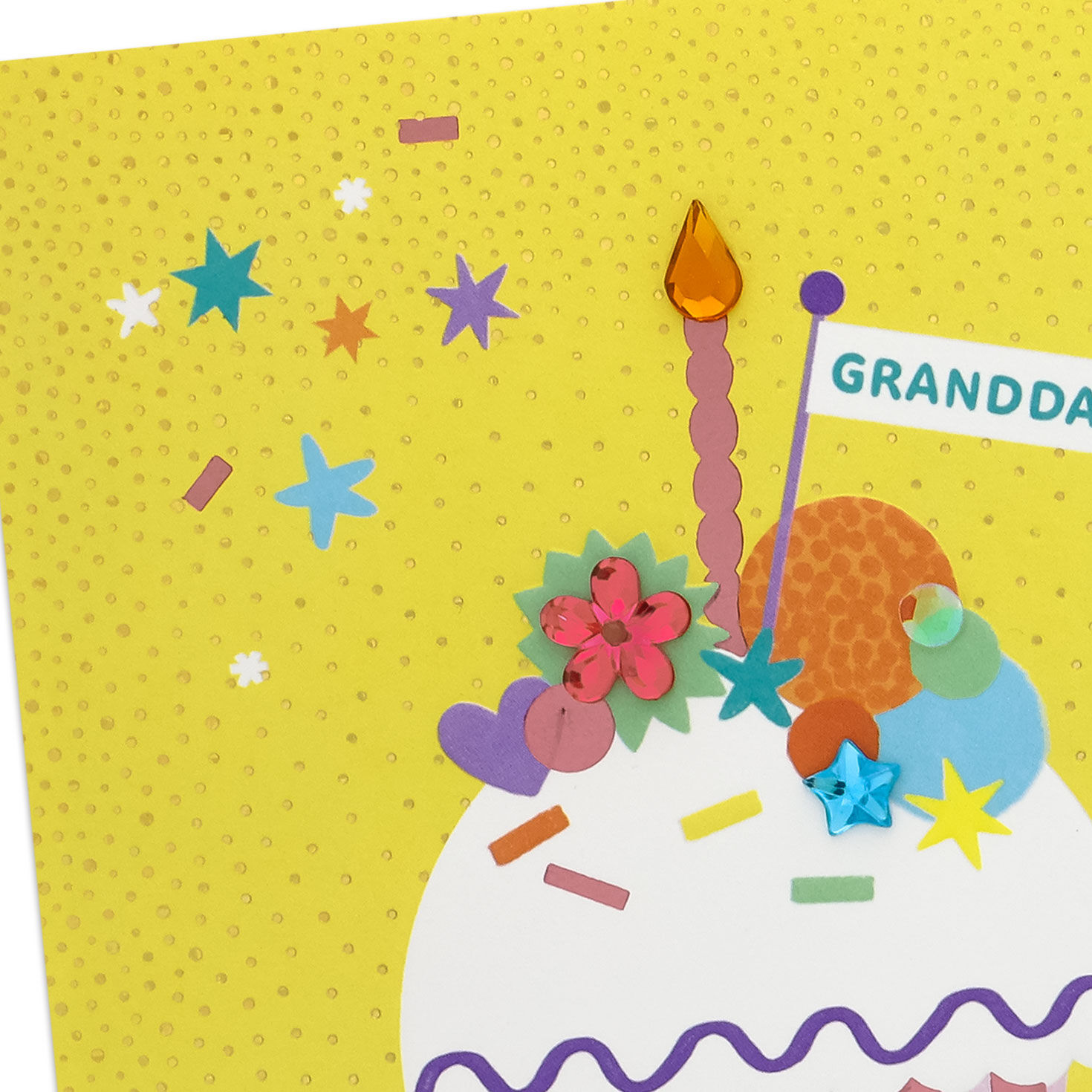 Pink Cupcake on Yellow Granddaughter Birthday Card Card Front Detail image number 4