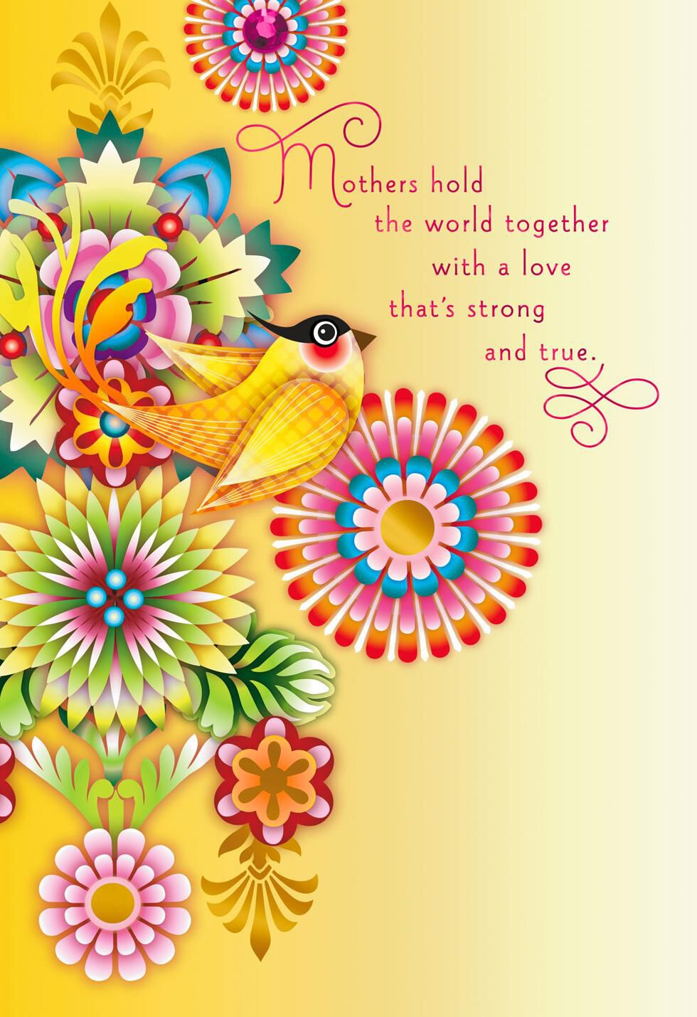 Catalina Estrada Yellow Bird and Flowers Mother's Day Card