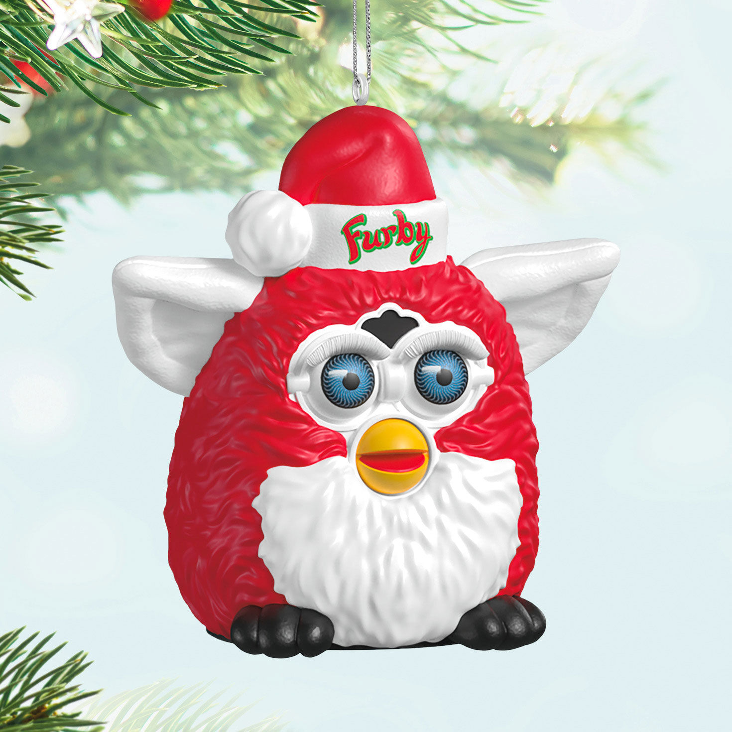 Hasbro Furby in Santa Hat Keepsake Ornament Hanging on tree image number 2