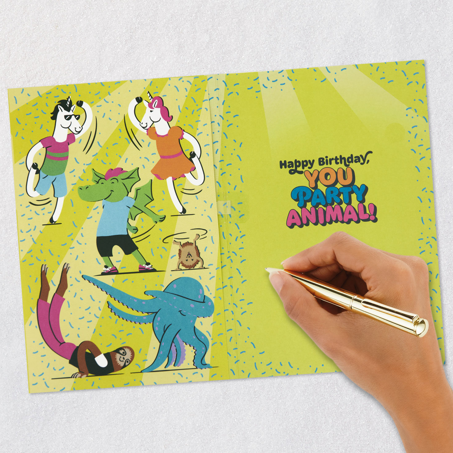 Party Animals Musical Birthday Card for Kids Signing card image number 6