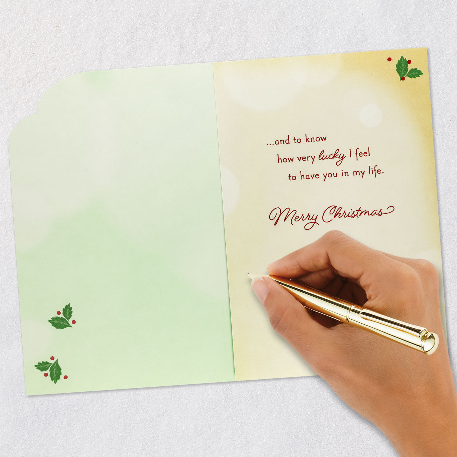 Glowing Village Poinsettia Christmas Card Signing card image number 7