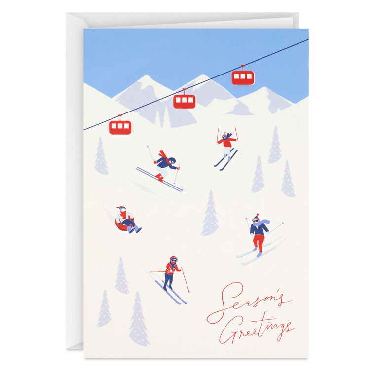 Alpine Ski Lift Boxed Christmas Cards Pack Card Front with envelope image number 2