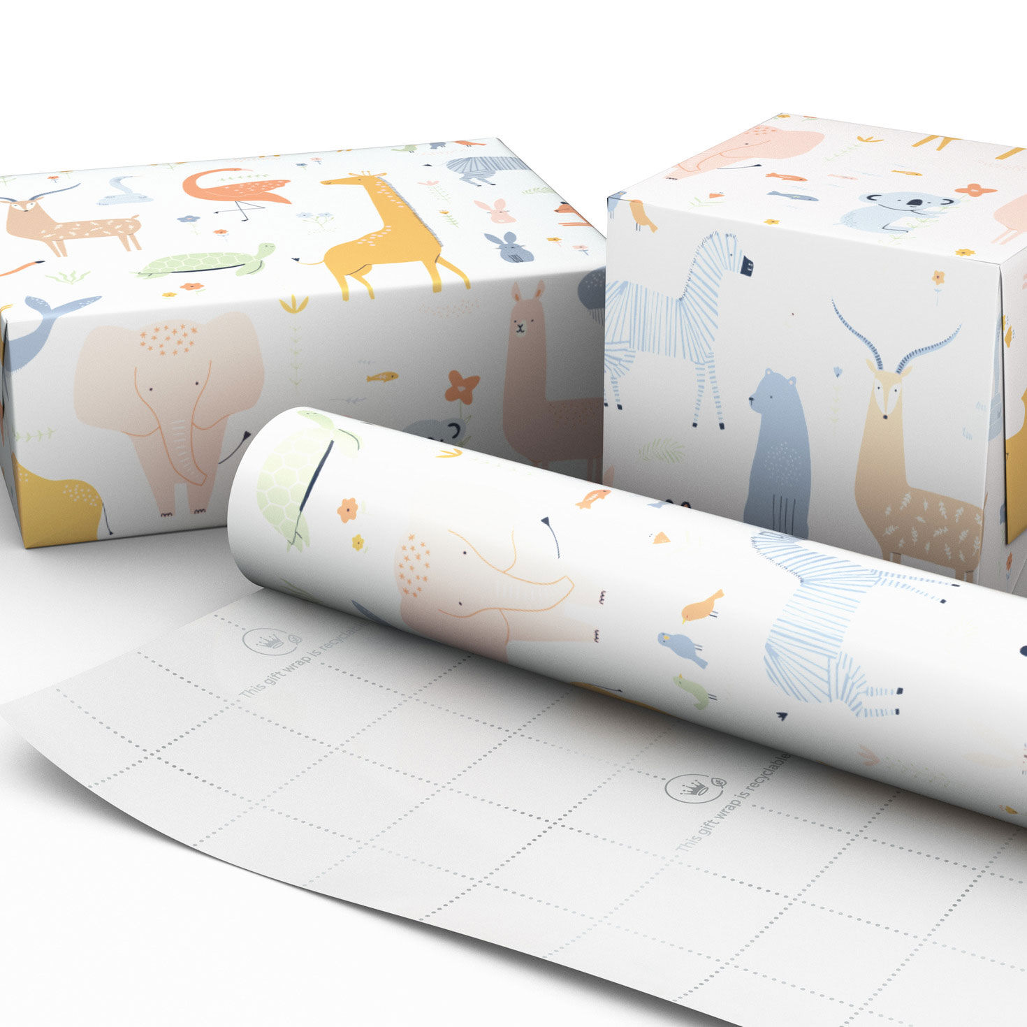 Pastel Animals Jumbo Wrapping Paper, 90 sq. ft., , large image number 2