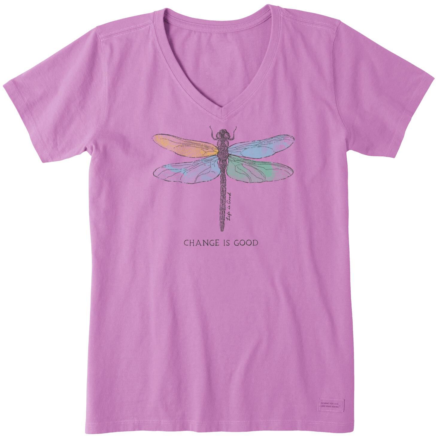 Life Is Good Women S Change Is Good Dragonfly V Neck T Shirt