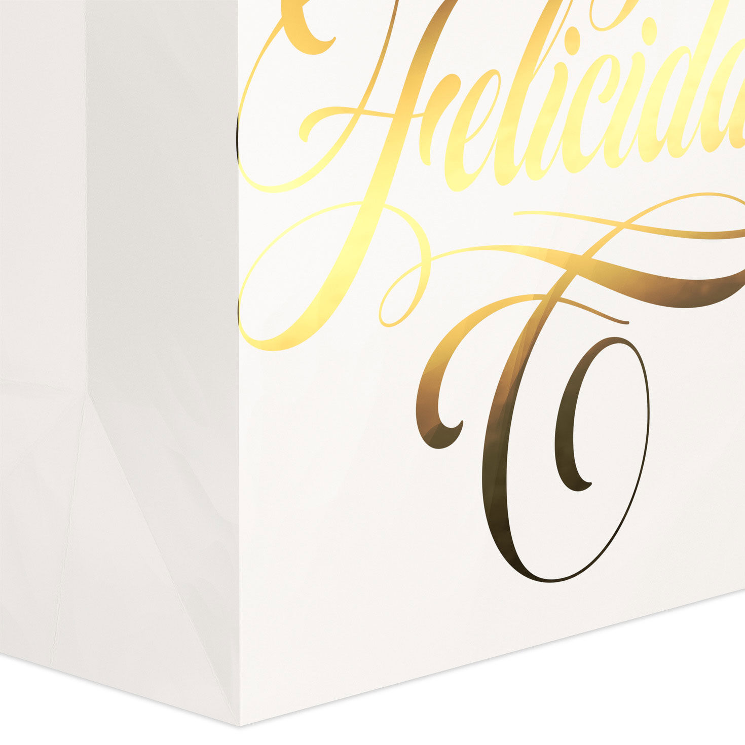 Spanish Language Gold on Cream Large Gift Bag Base/Side Detail image number 5