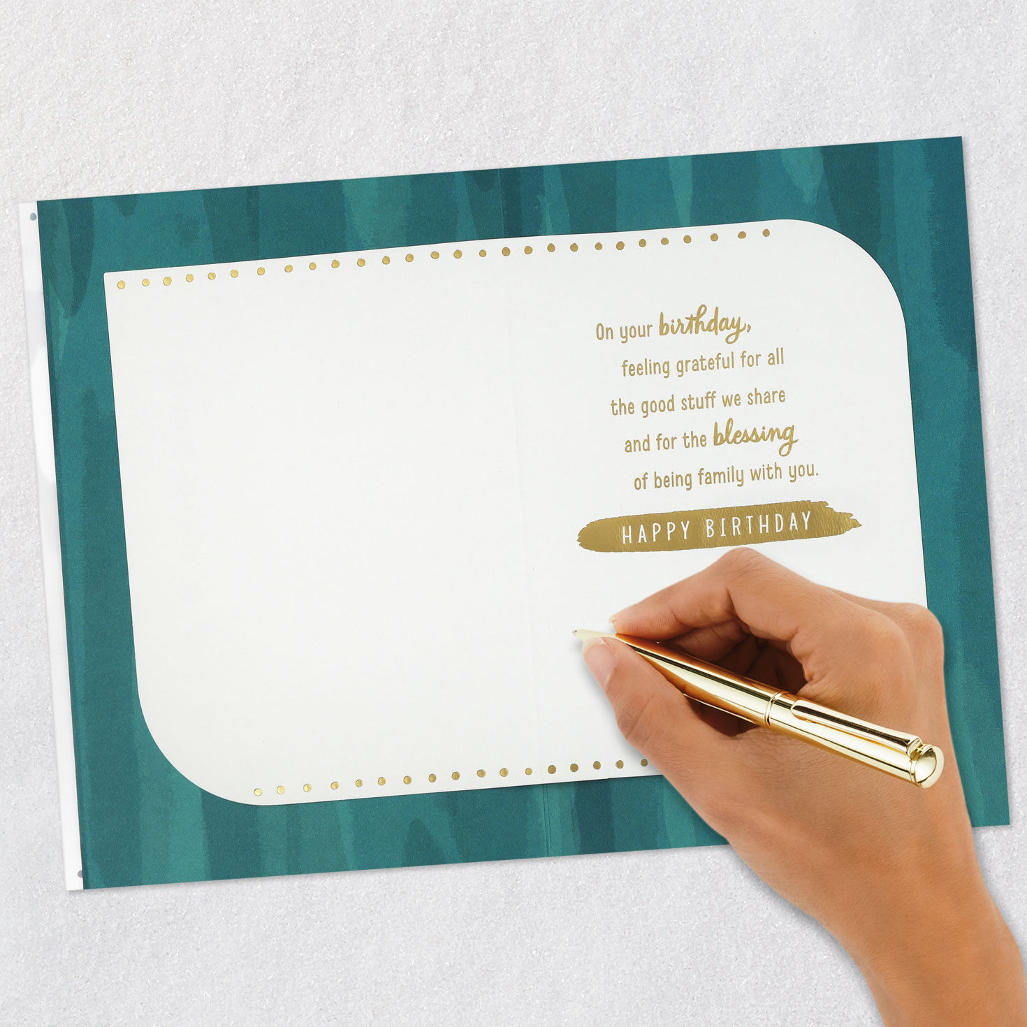 Lettering on Slate Blue Family Birthday Card Signing card image number 6