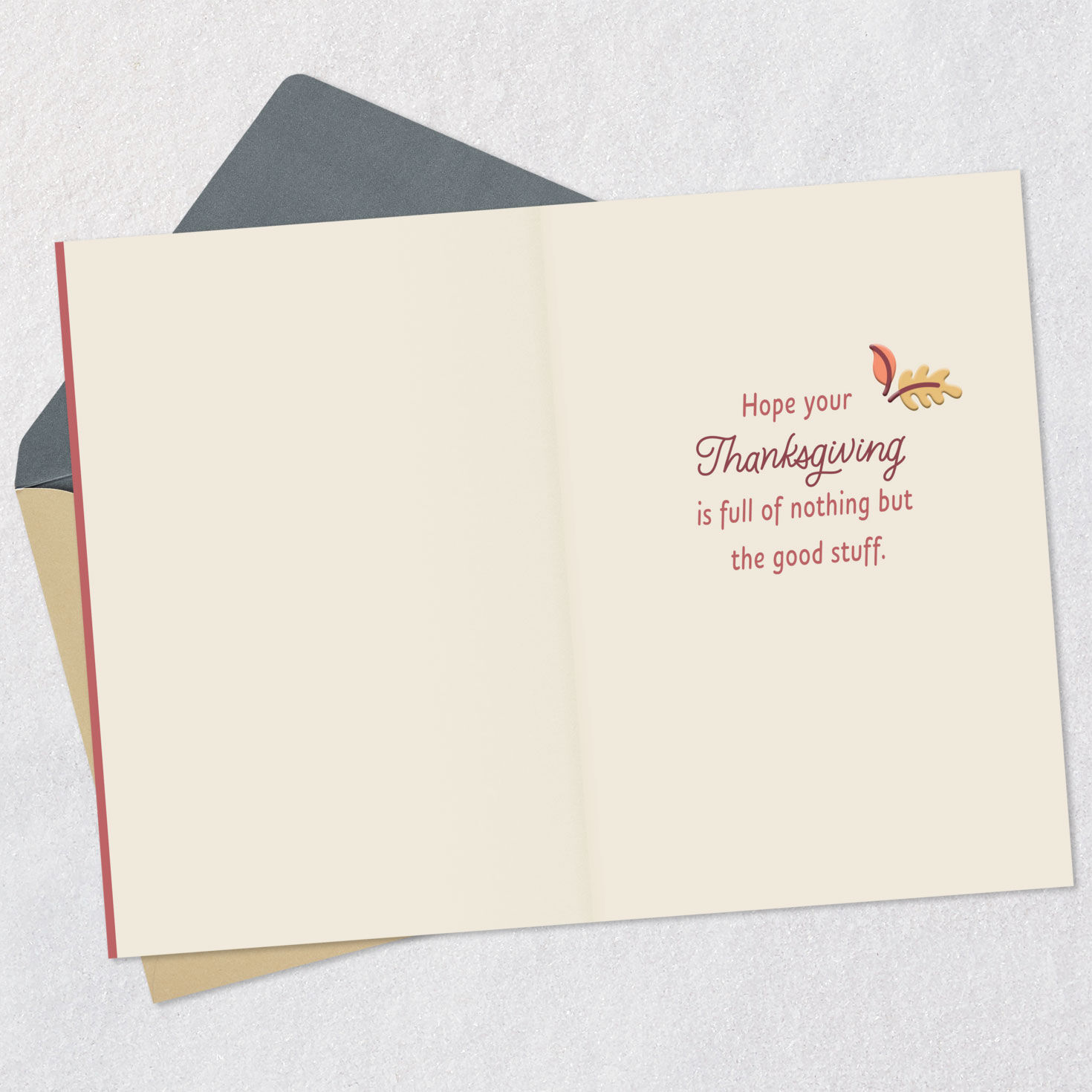 Elegant Lettering and Fall Icons Thanksgiving Card Open card with envelope image number 3
