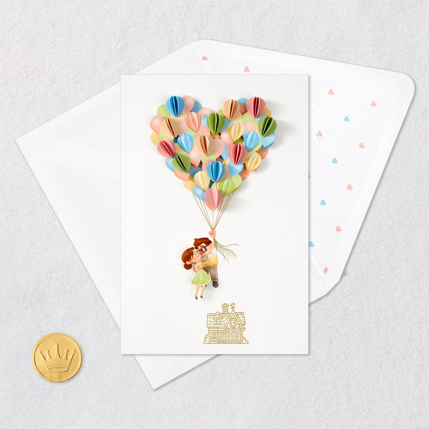 Up Balloon Bouquet Signature Valentine's Day Card Card Front with Envelope and Gold Seal image number 6