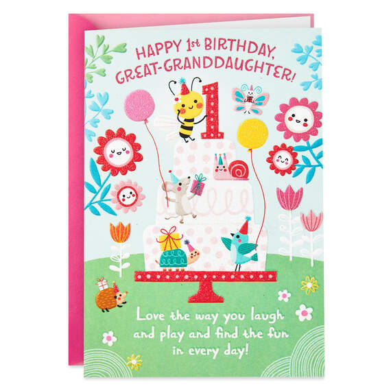 The Joy You Bring First Birthday Card for Great-Granddaughter, , large image number 1