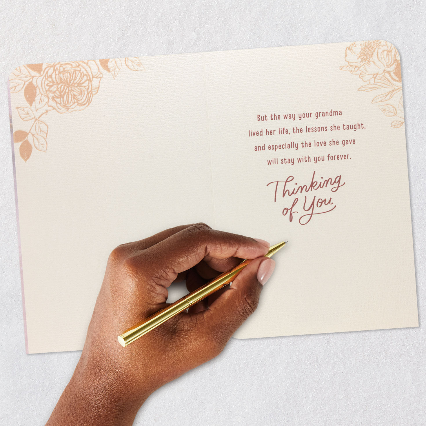 Floral Hoop Wreath Grandma Sympathy Card Signing card image number 6