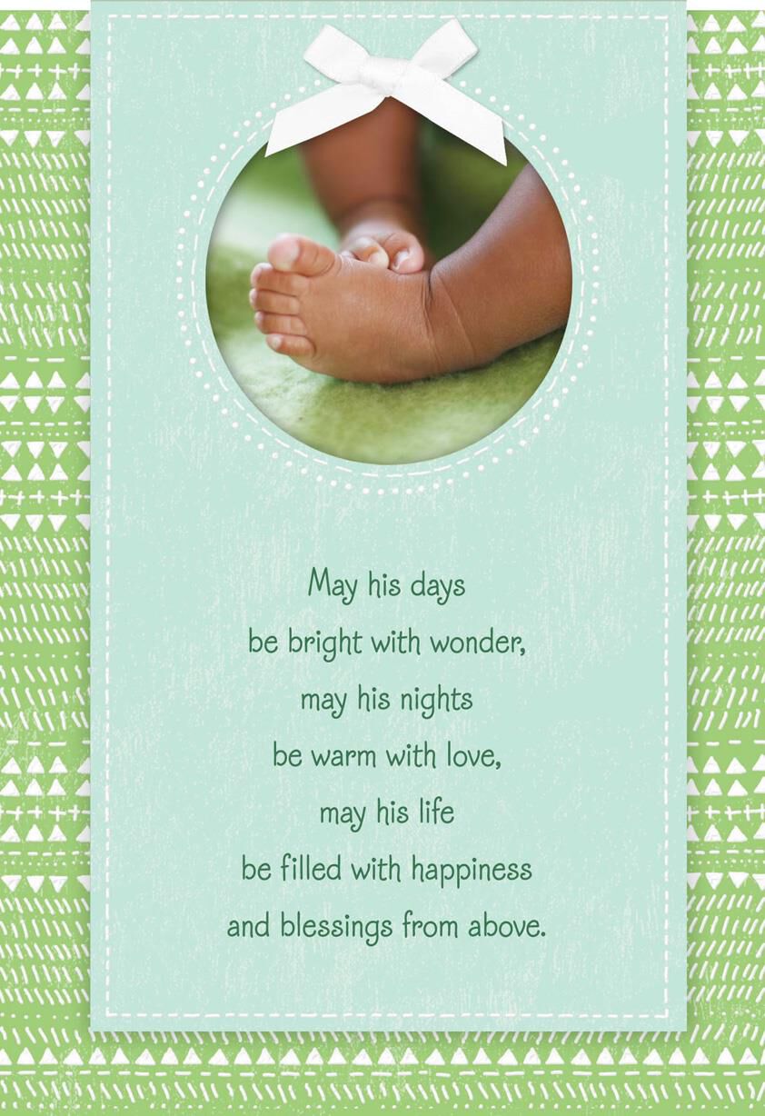 Tiny Blessings Religious New Baby Boy Card