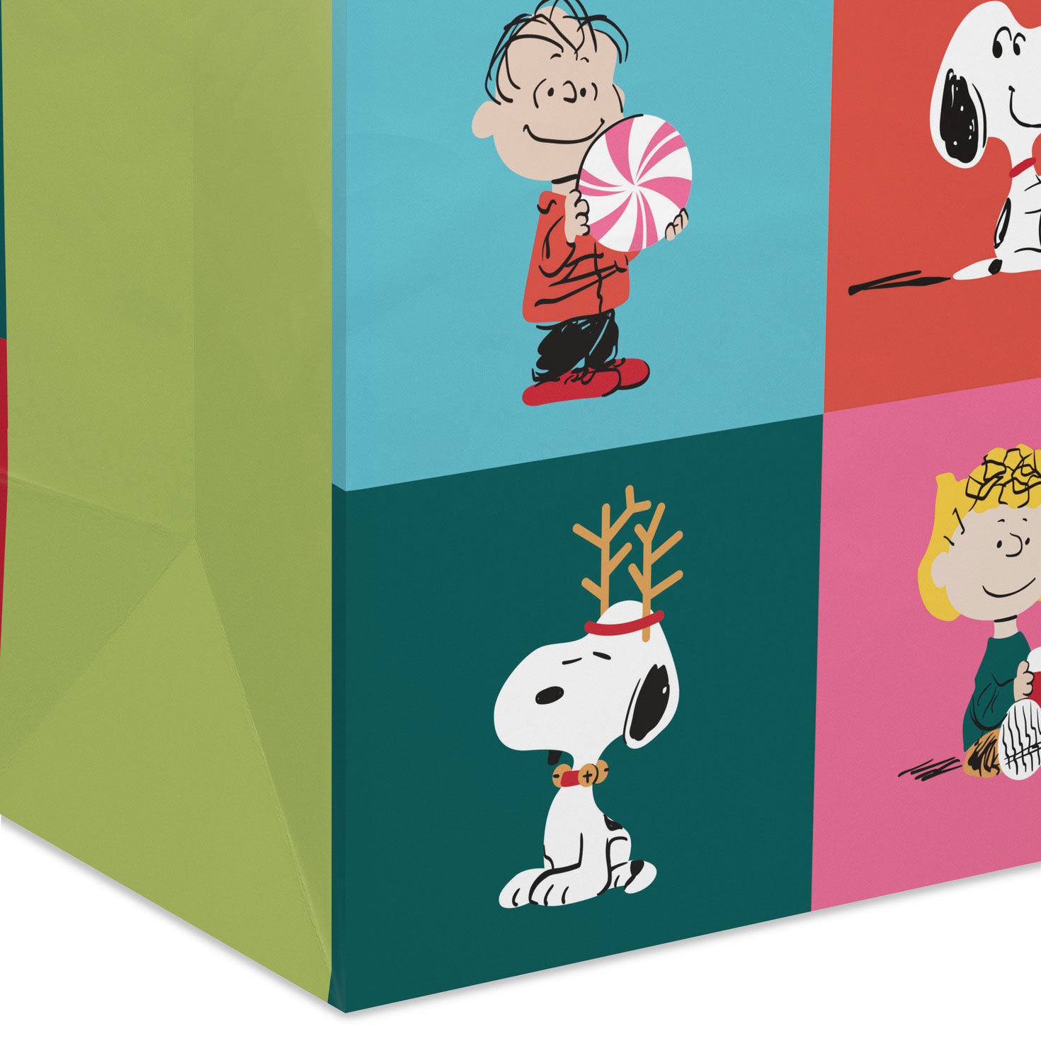 Peanuts Gang on Grid  XL Holiday Gift Bag base/side detail image number 5