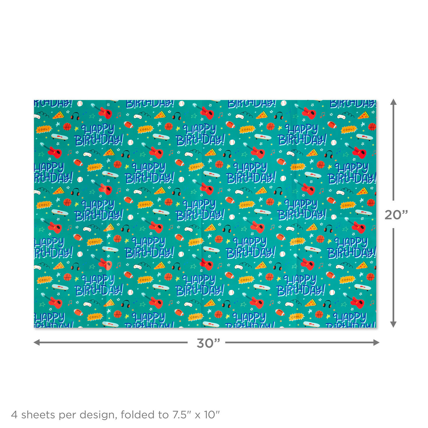 Cute and Colorful Birthday Flat Wrapping Paper Assortment With Gift