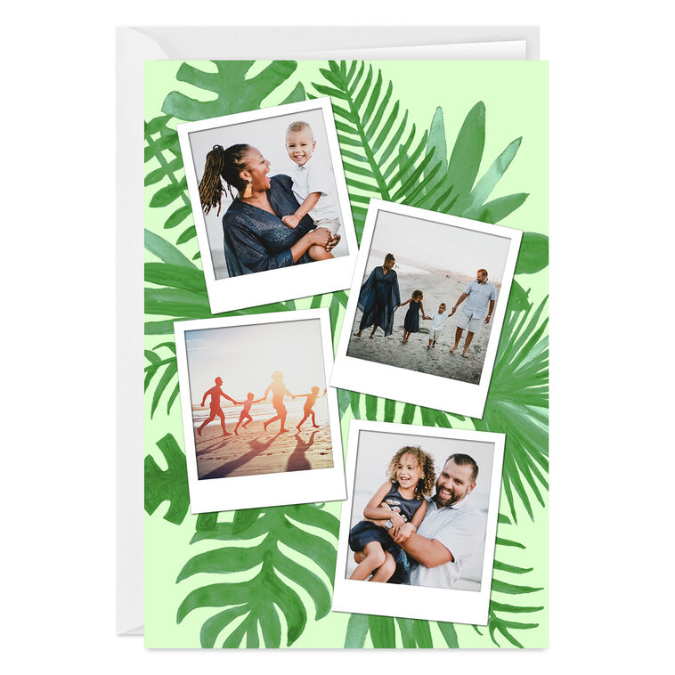 Personalized Tropical Ferns on Green Photo Card