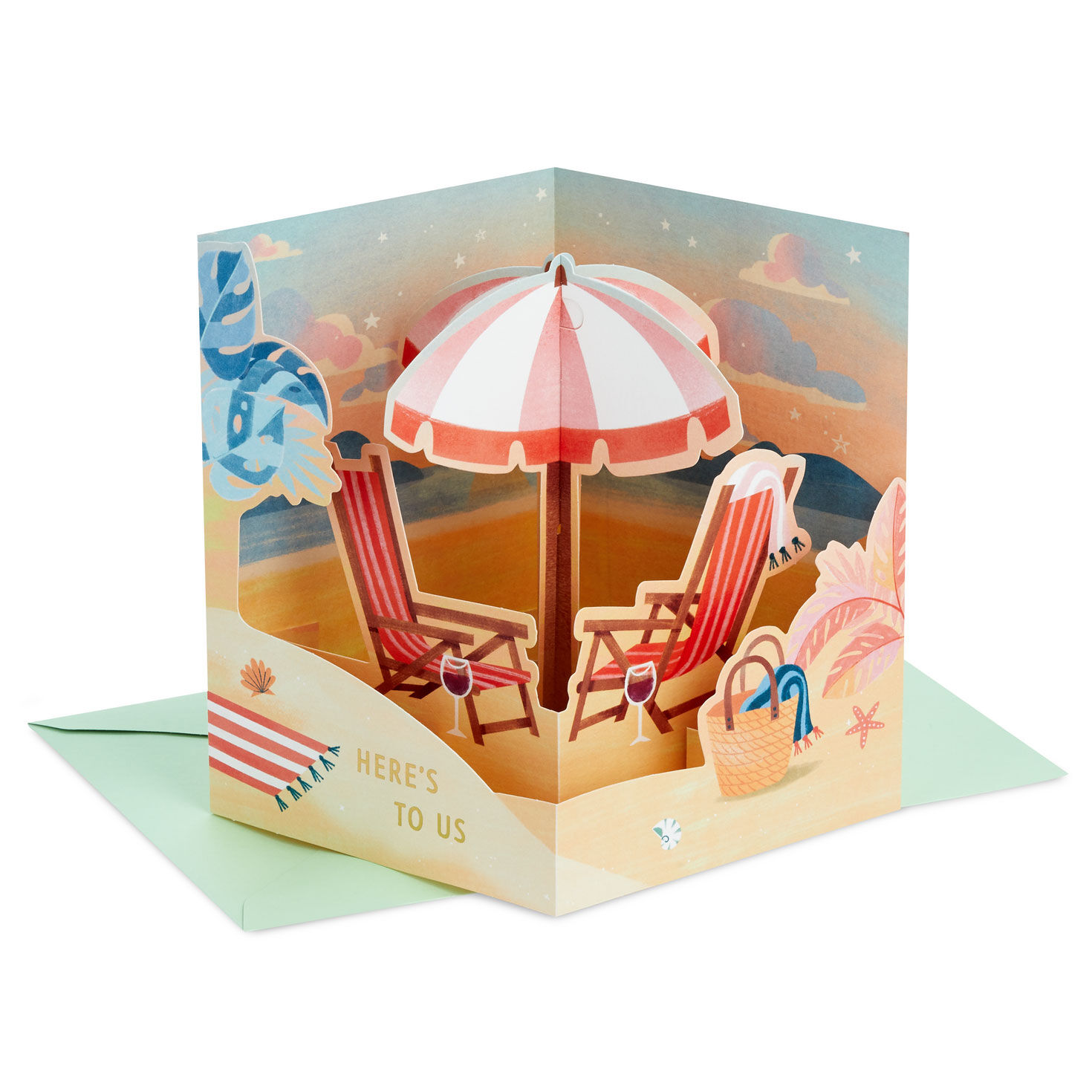 Beach Chairs 3D Pop-Up Anniversary Card Pop-up Card with Envelope image number 1