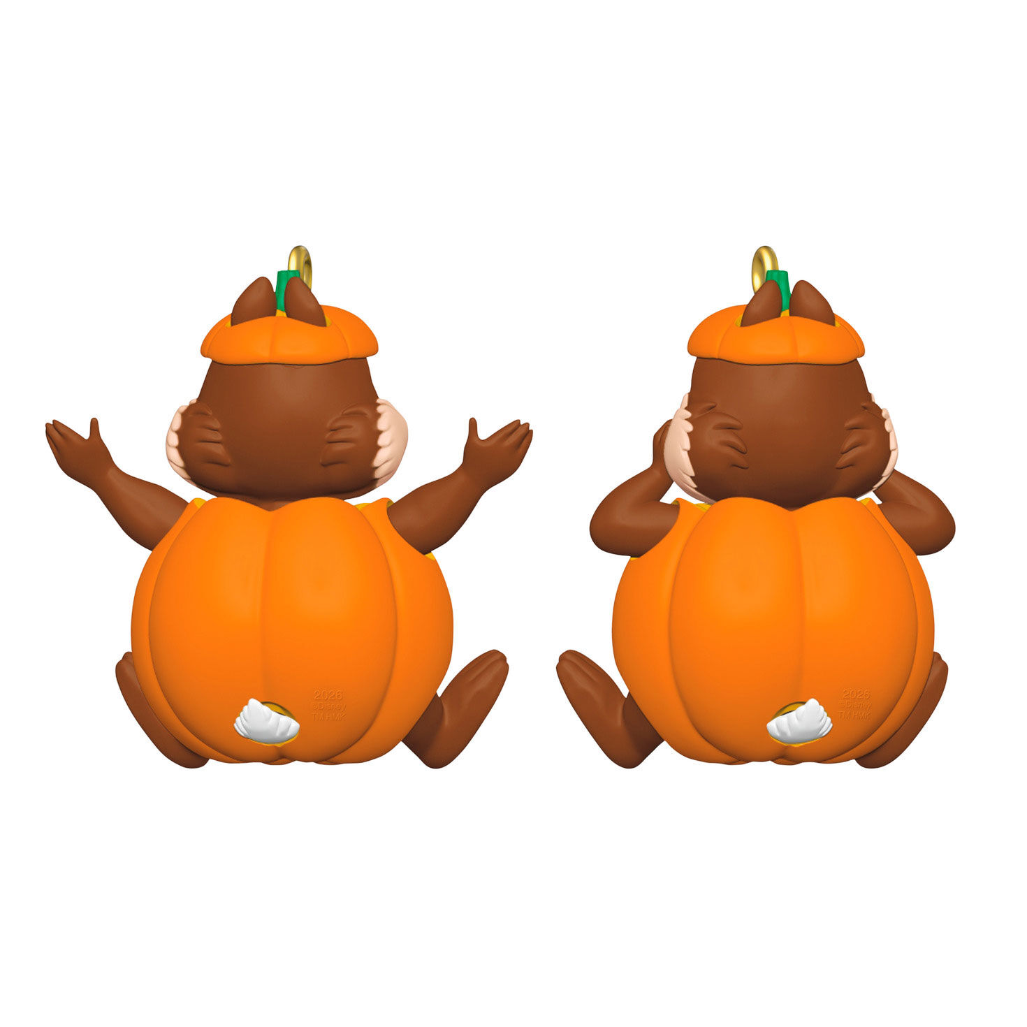 Chip and Dale in Pumpkin Costumes Keepsake Ornament Back image number 4