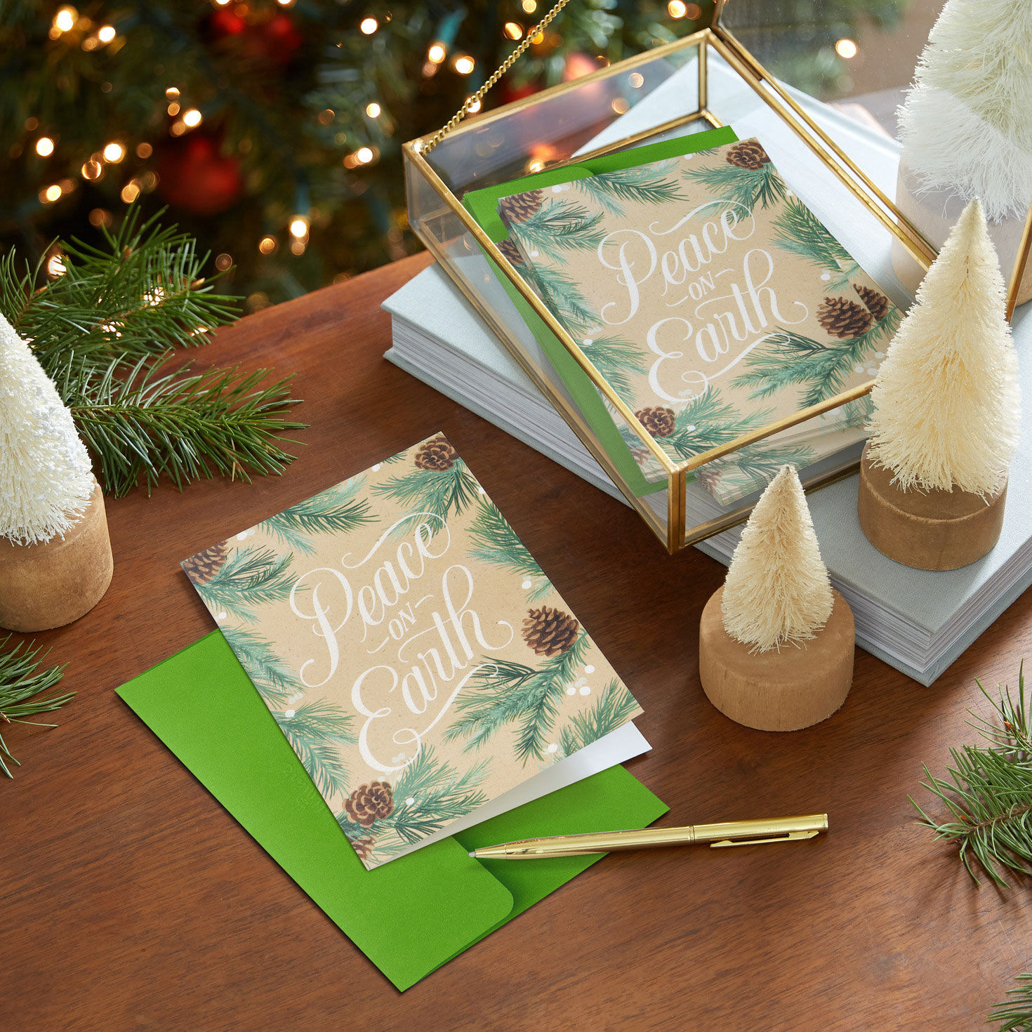 Pine Boughs Boxed Christmas Cards In use image number 7