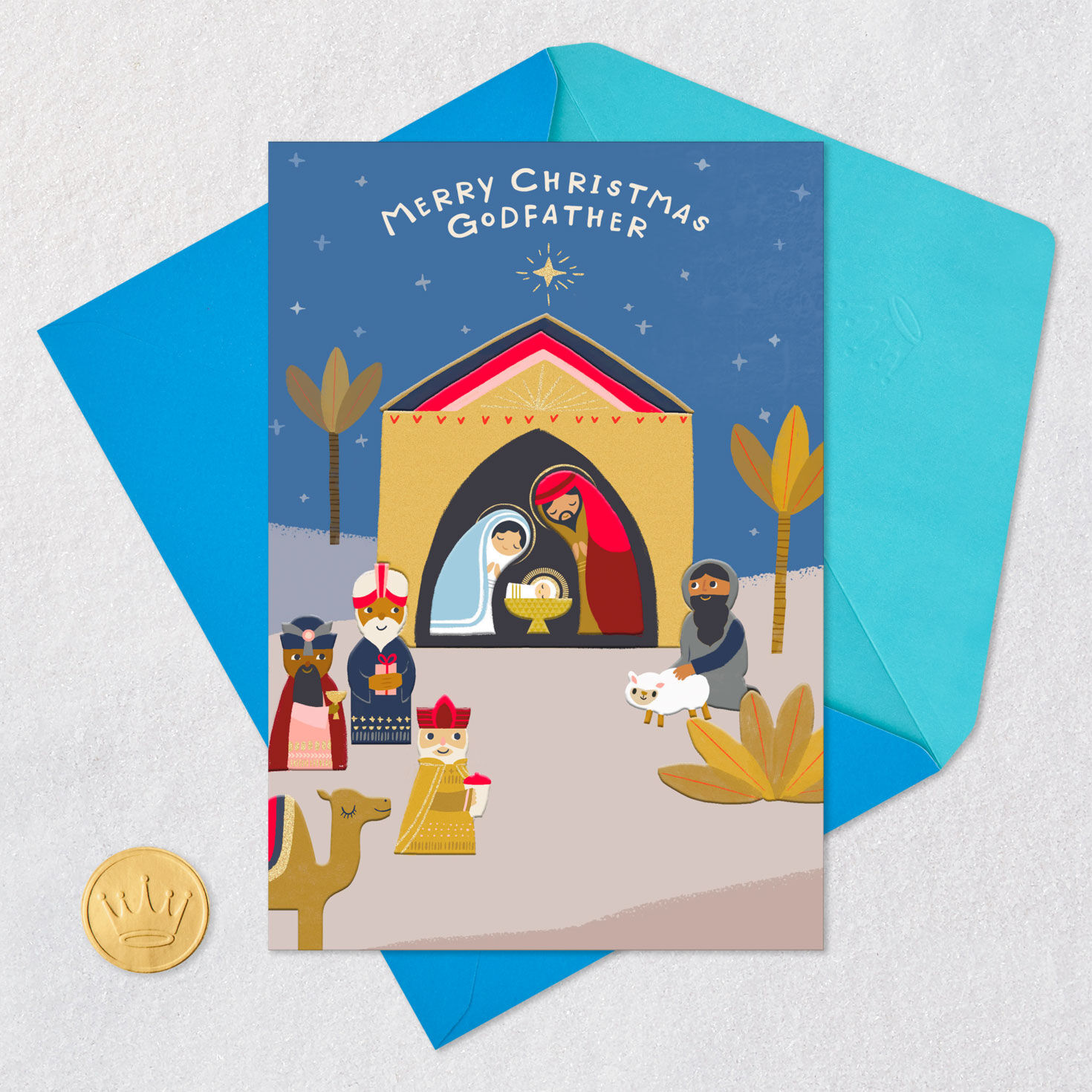 Manger Scene Christmas Card for Godfather Signing card image number 6