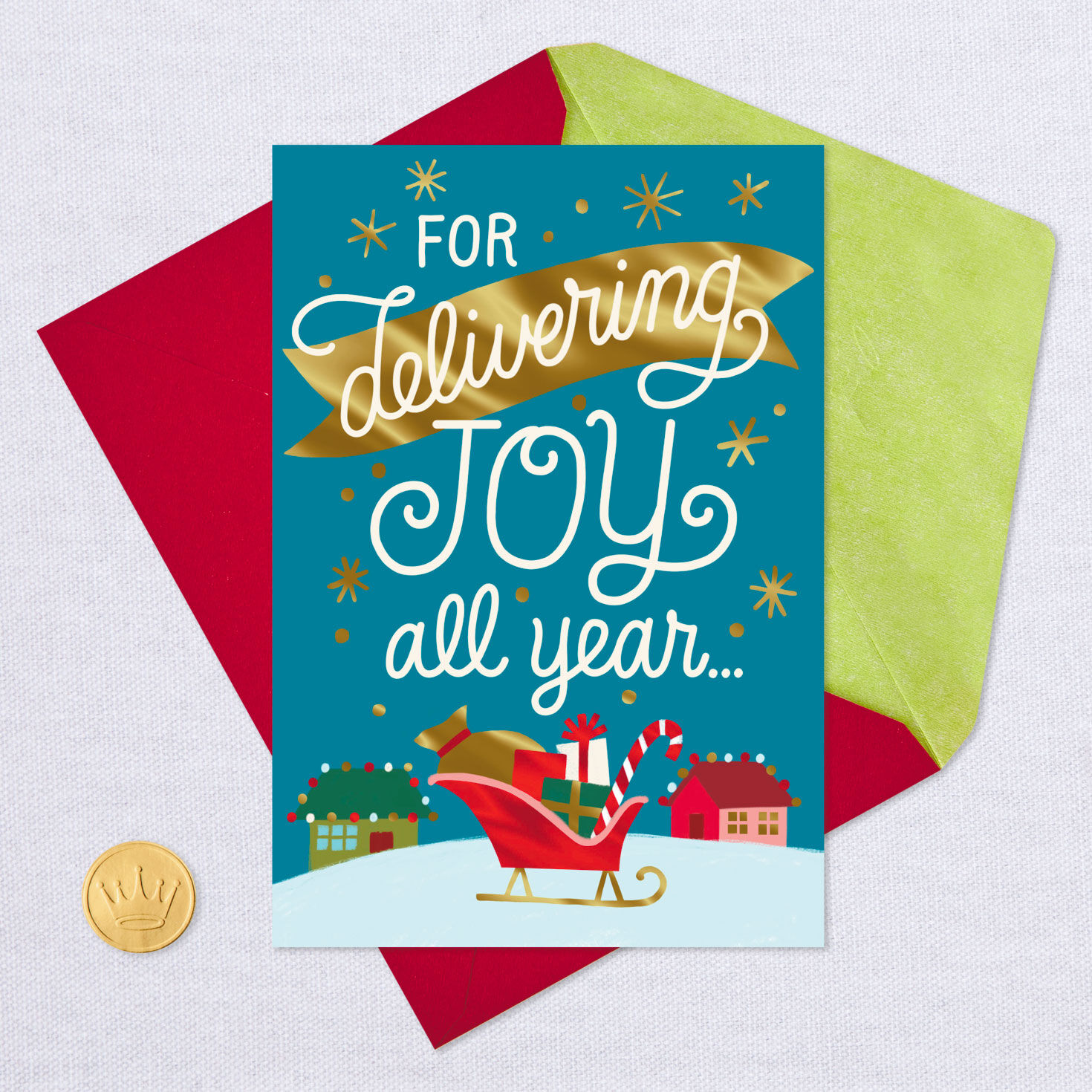 You Deliver Joy All Year Christmas Card for Mail Carrier Greeting