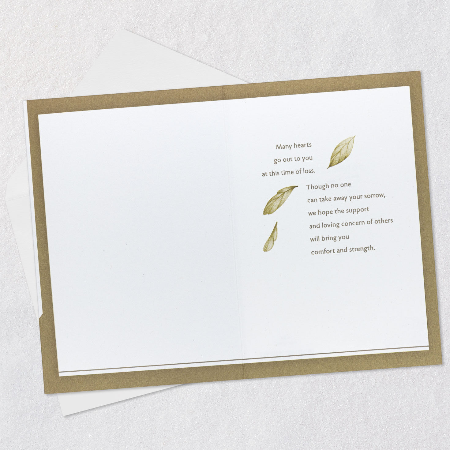 Elegant Gold Flowers Sympathy Card Open card with envelope image number 3
