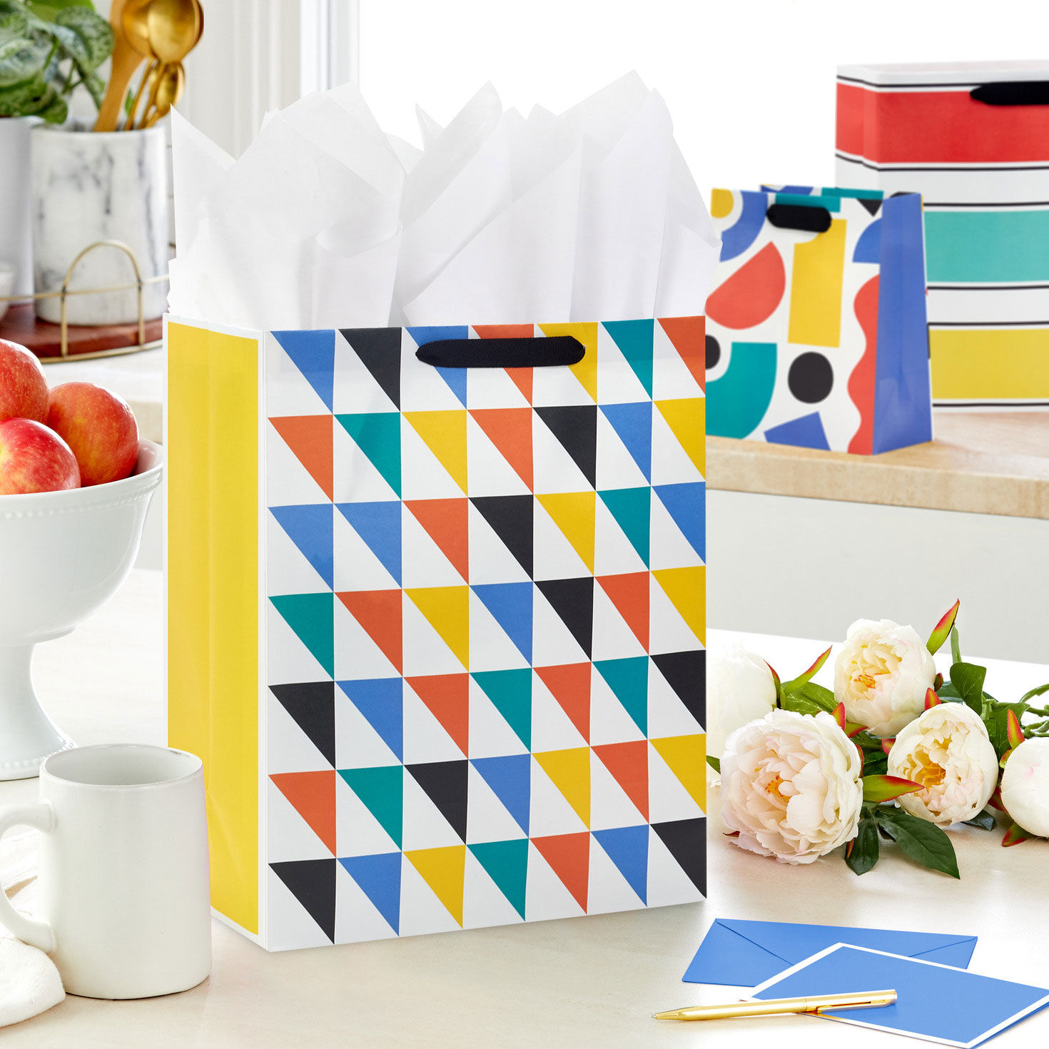 Geometrics on White 8-Pack Assorted Gift Bag Bundle, , large image number 2