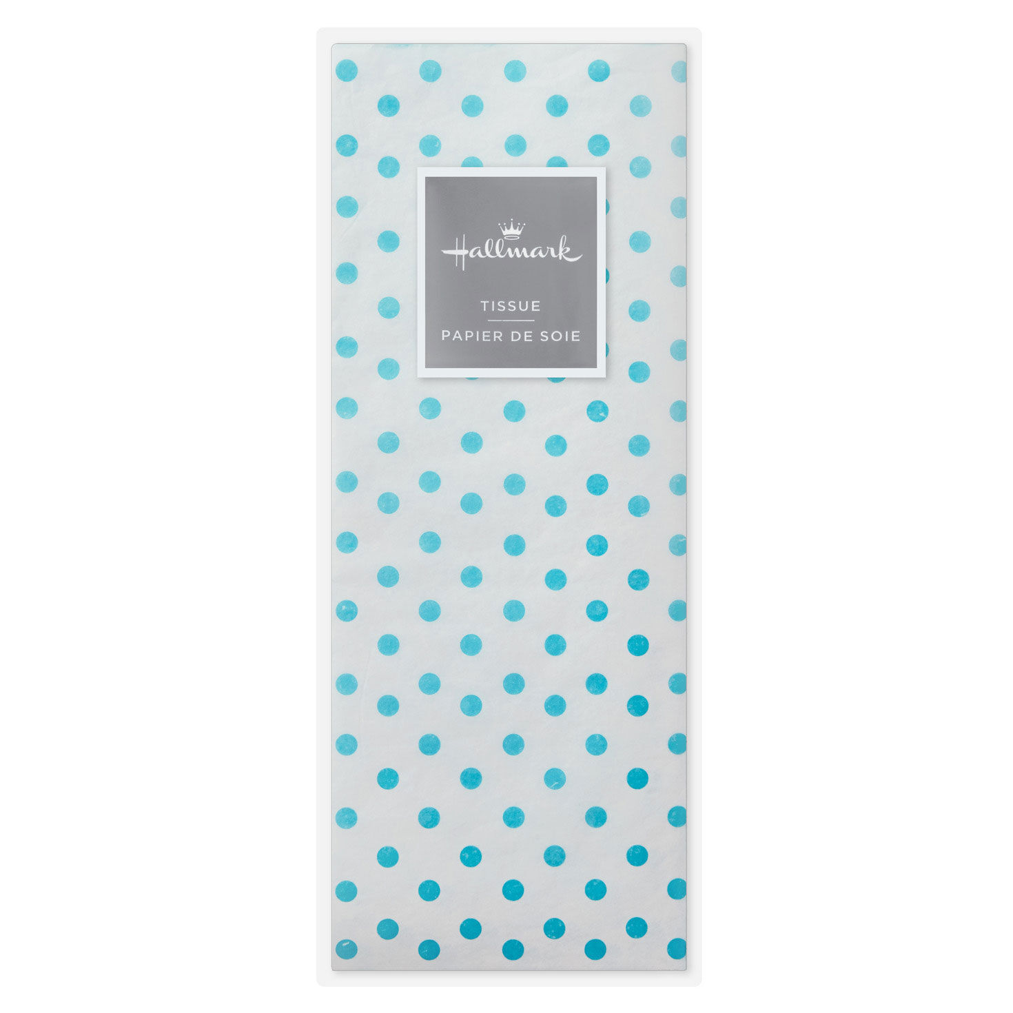 Aqua Blue Polka Dots on White Tissue Paper, 6 sheets, Aqua on White, large image number 5