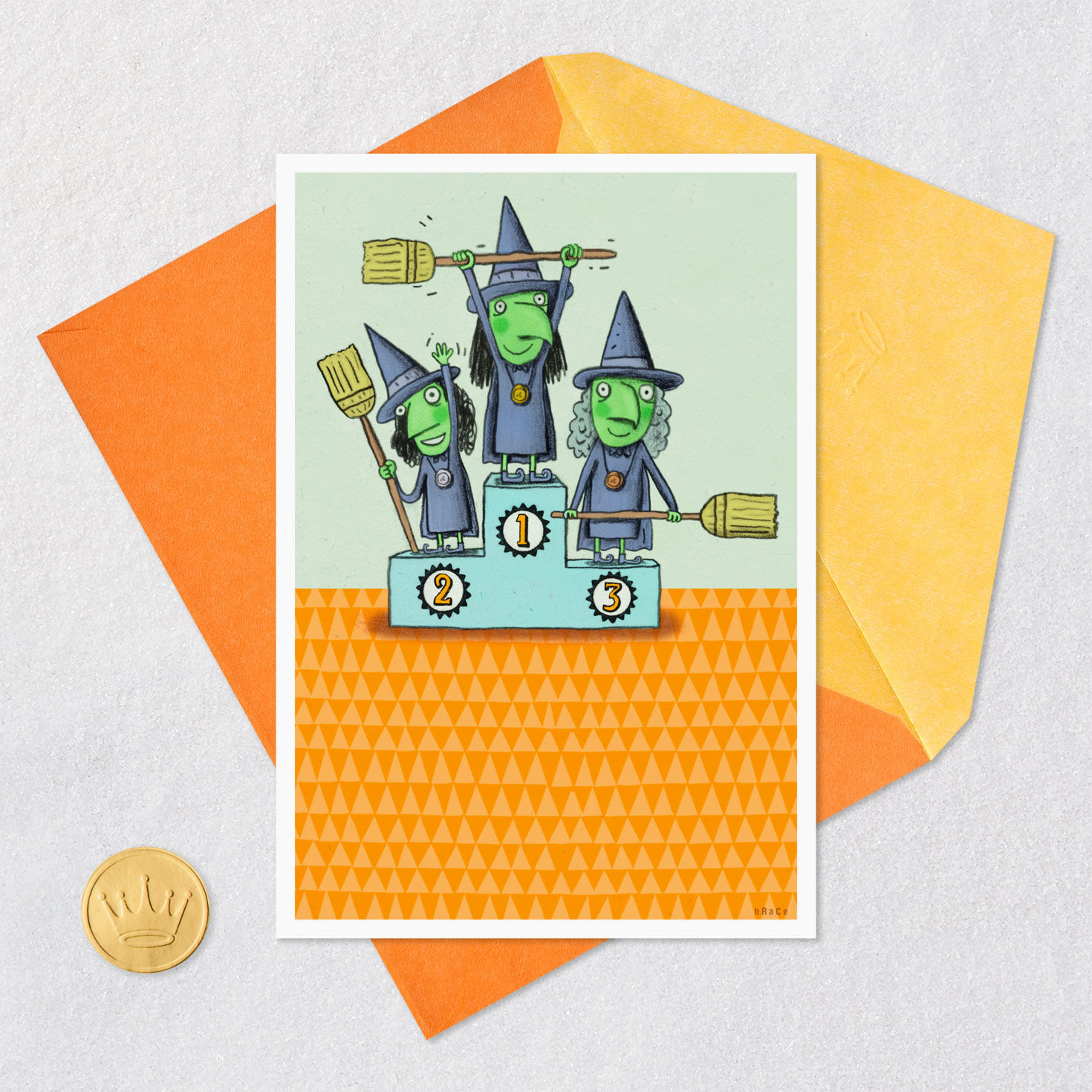 Best Witches Podium Funny Halloween Card Card Front with Envelope and Gold Seal image number 5