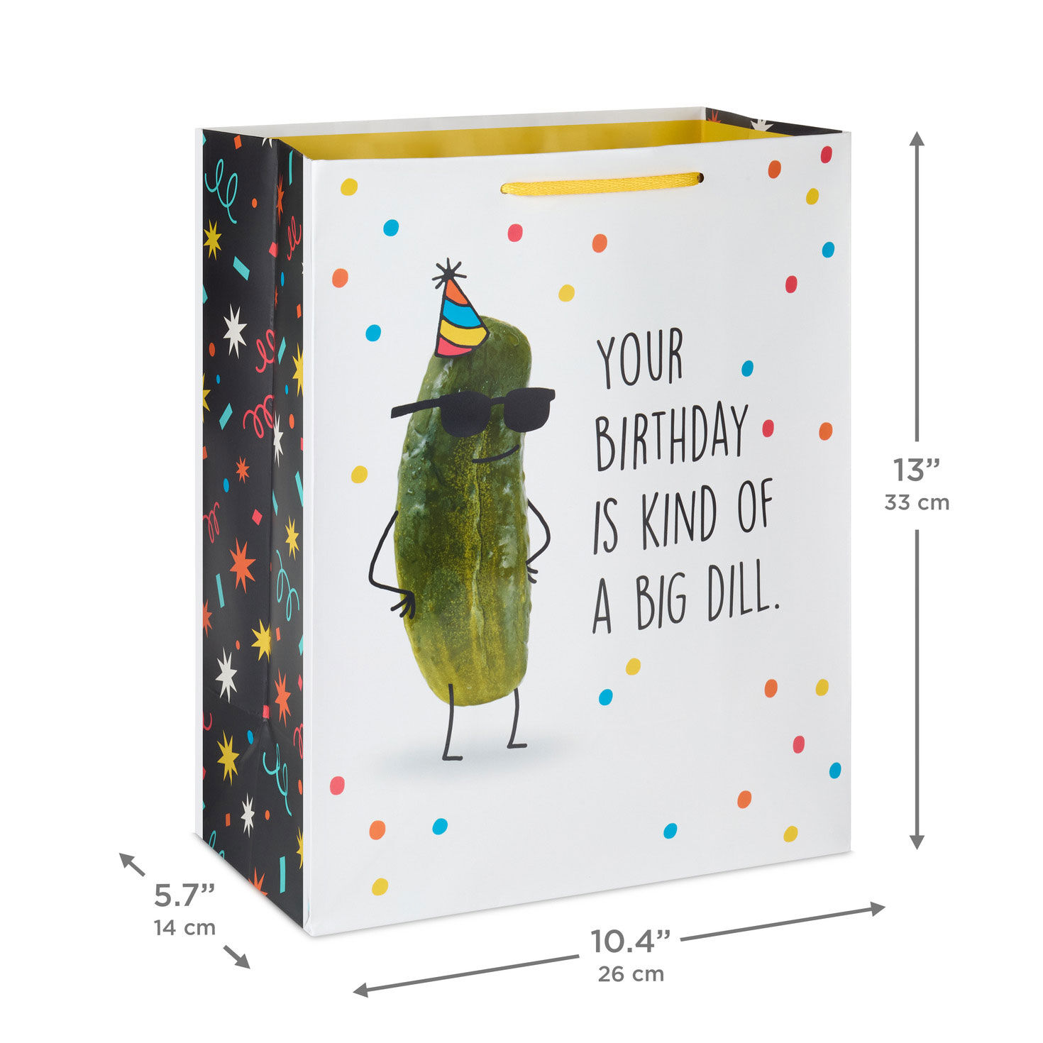 Pickle in Sunglasses With Confetti Birthday Gift Bag measurement image number 3