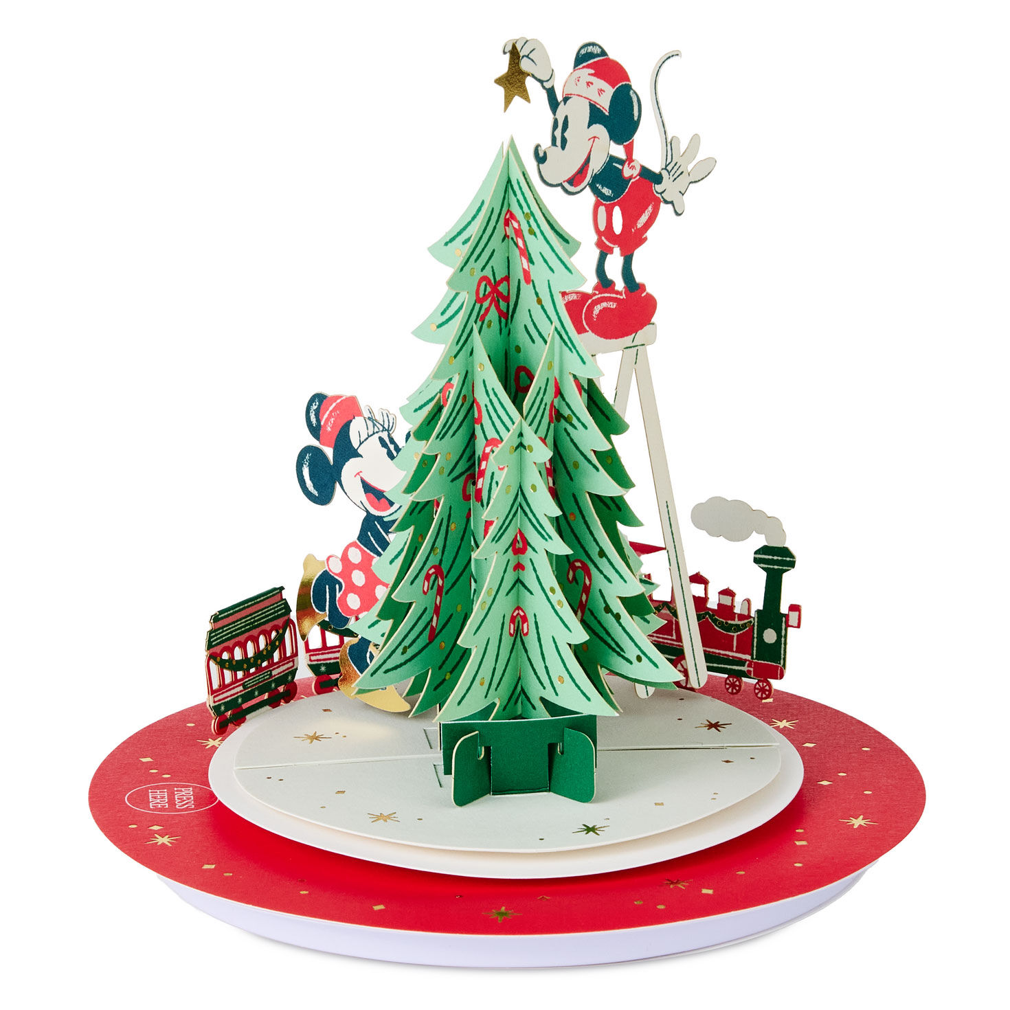 Mickey and Minnie Tree Musical 3D Christmas Card back image number 4
