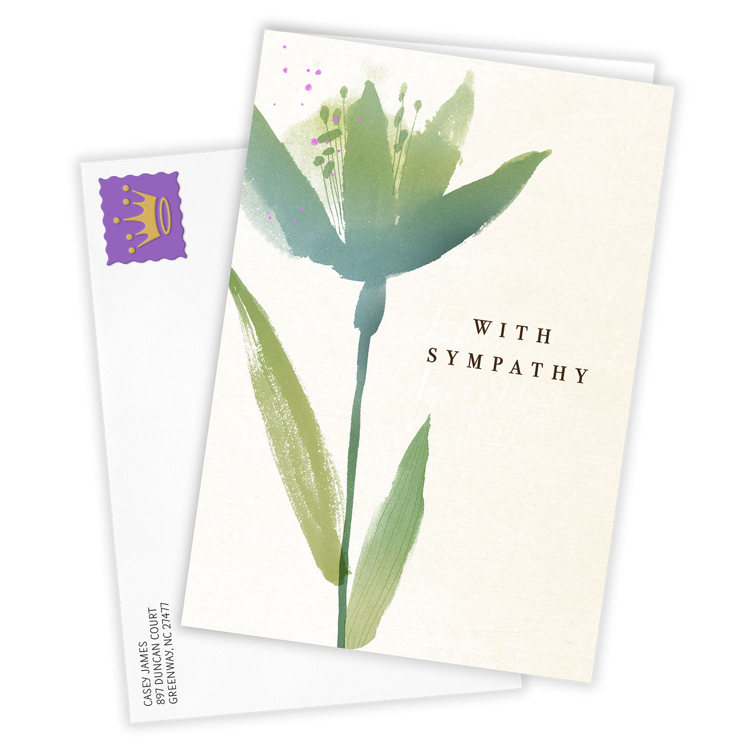 Abstract Flower Personalized Sympathy Card Card Front with Envelope image number 2