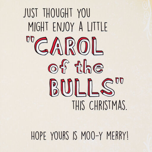 Carol of the Bulls Funny Musical Christmas Card With Light, 
