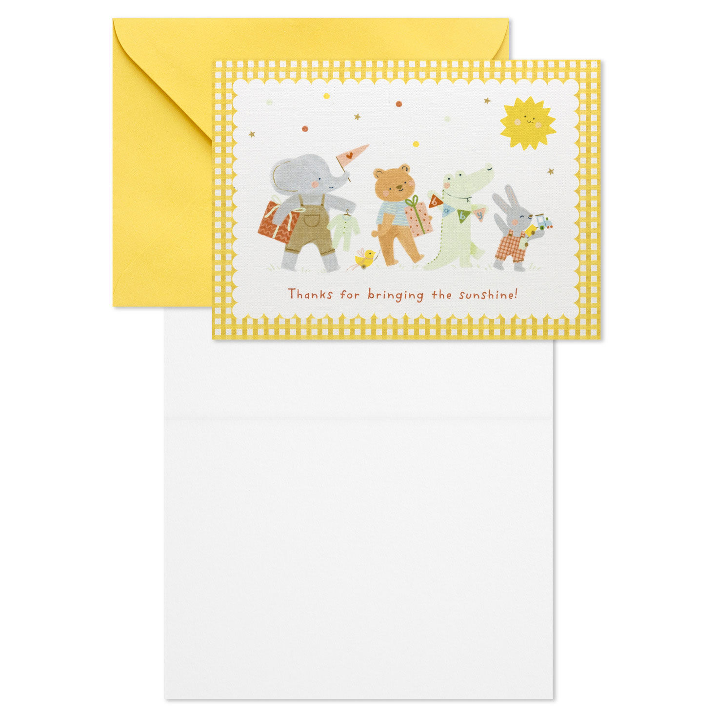 Cute Animal Babies Thank You Note Cards Pack Card Front with open card image number 3