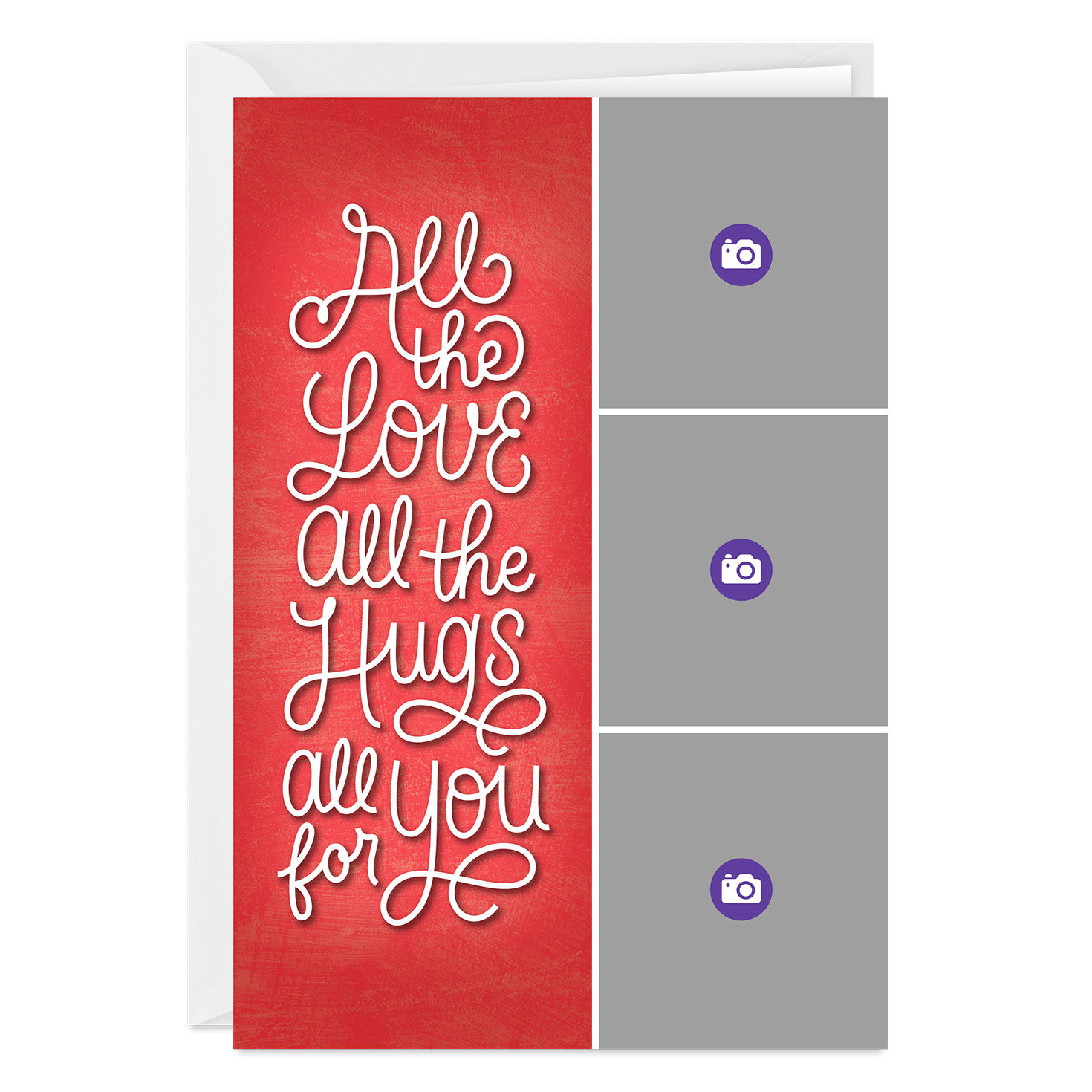 Hugs and Love Lettering on Red Love Photo Card  image number 3