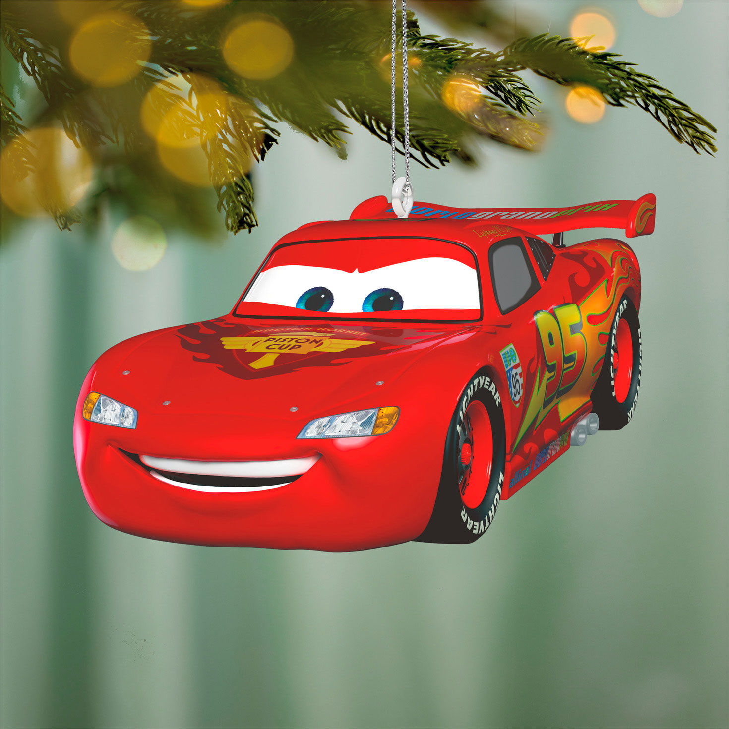 Disney Cars Lightning McQueen Keepsake Ornament hanging on tree image number 2