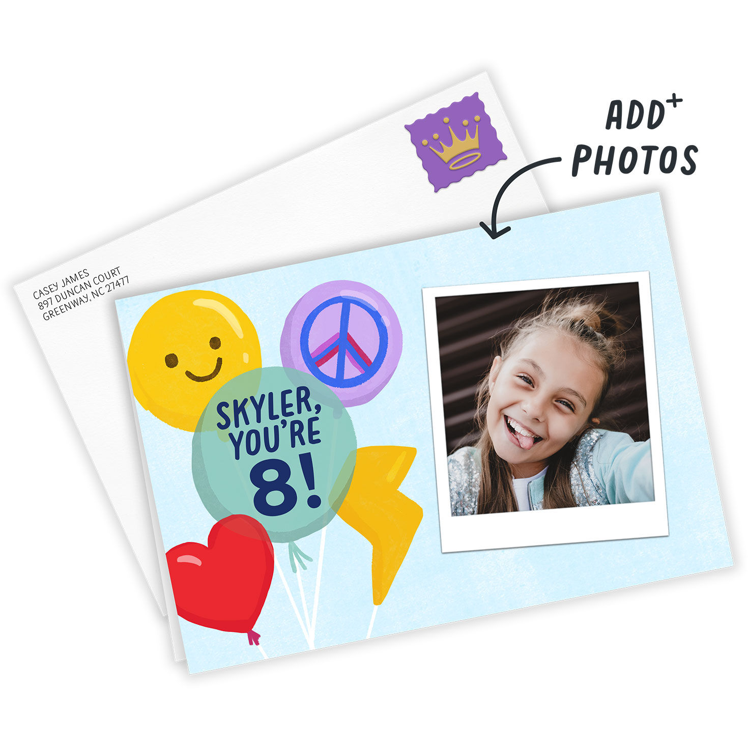 Personalized Balloons Celebration Photo Card  image number 2