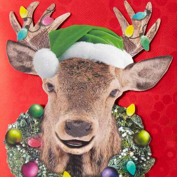 Caroling Reindeer Bobblehead Funny Musical Pop-Up Christmas Card, , large image number 4
