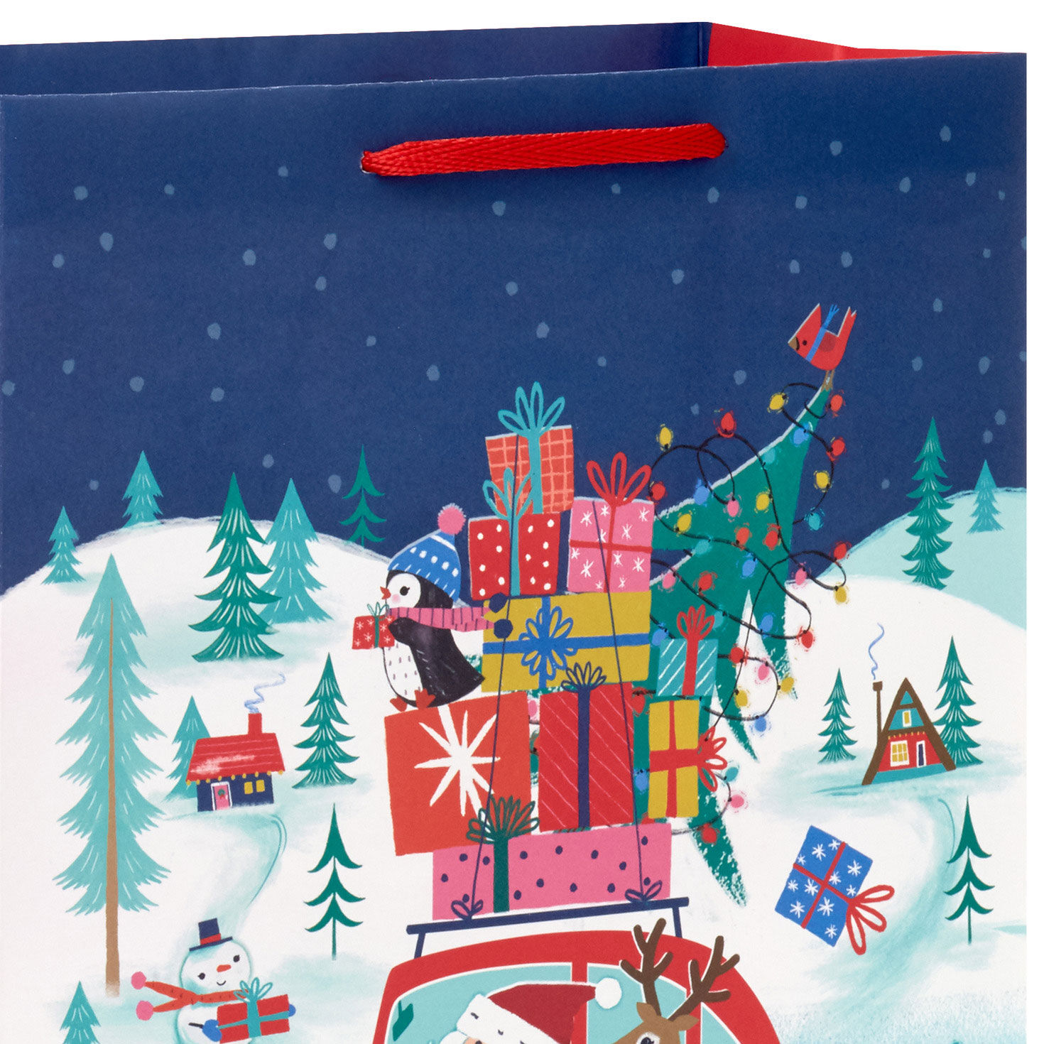 Penguin Holiday Fun 2-Pack Large Gift Bag Bundle Handle Detail image number 4