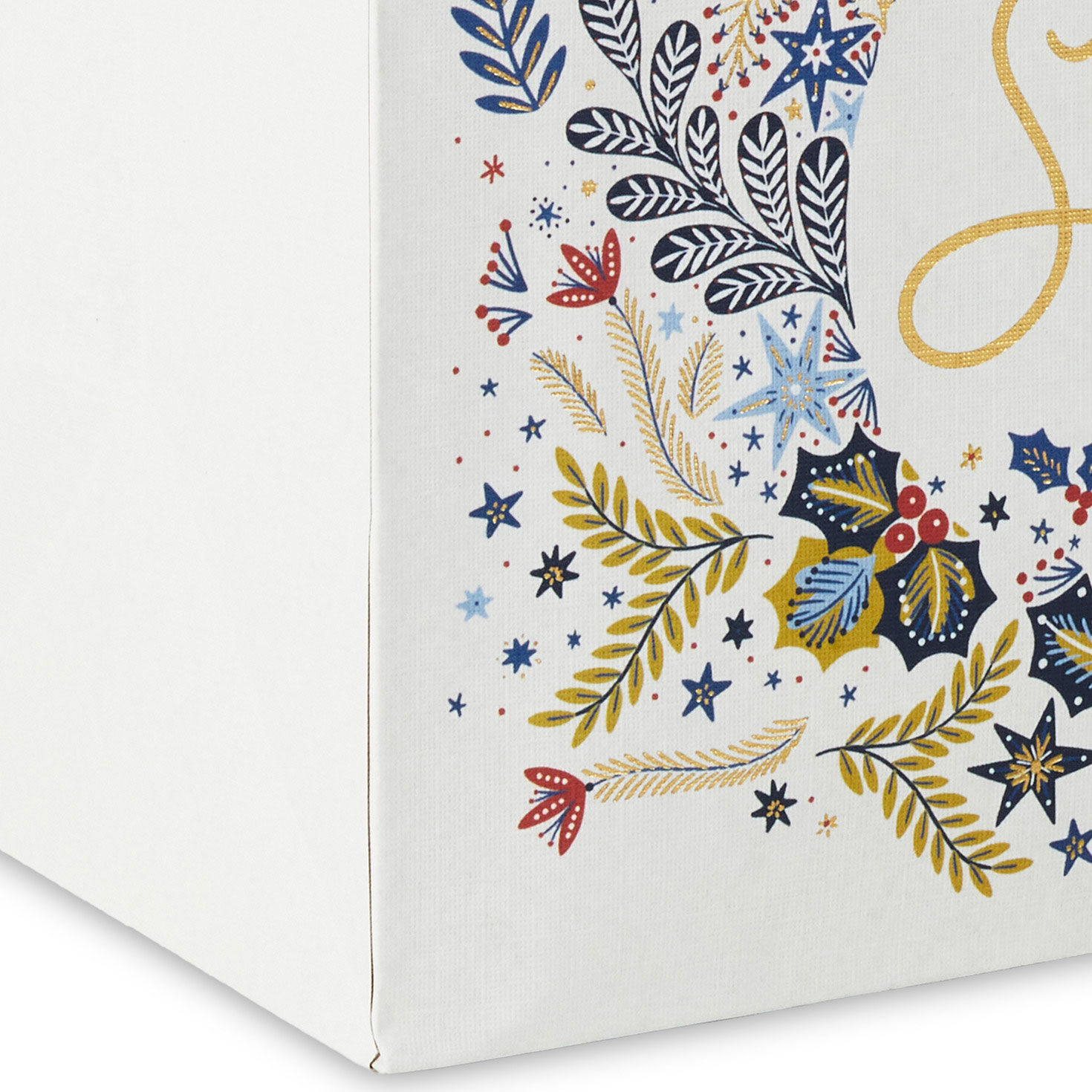 Snowman Silhouette on Holiday Toile Medium Gift Bag Base/Side Detail image number 5