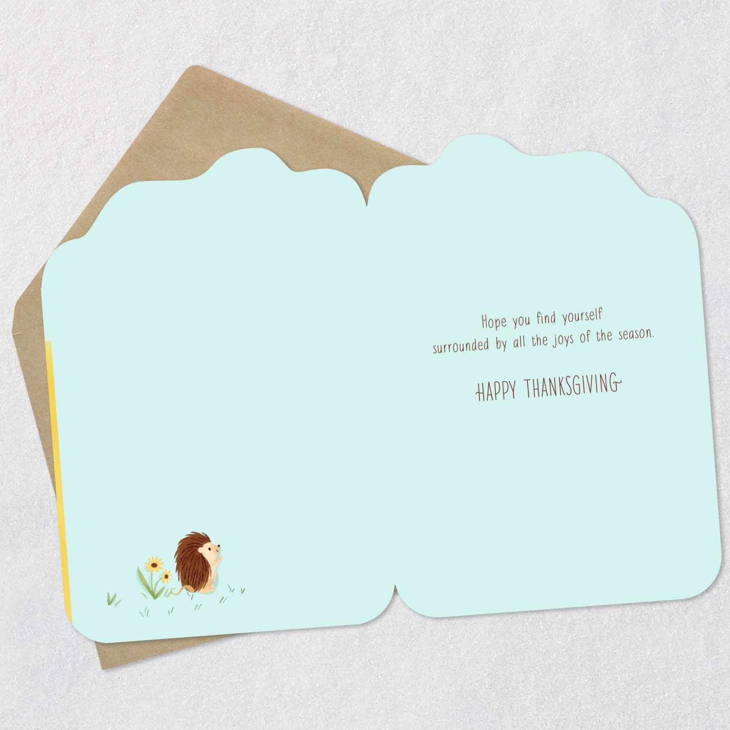 Woodland Critters Feast Thanksgiving Card Open card with envelope image number 3