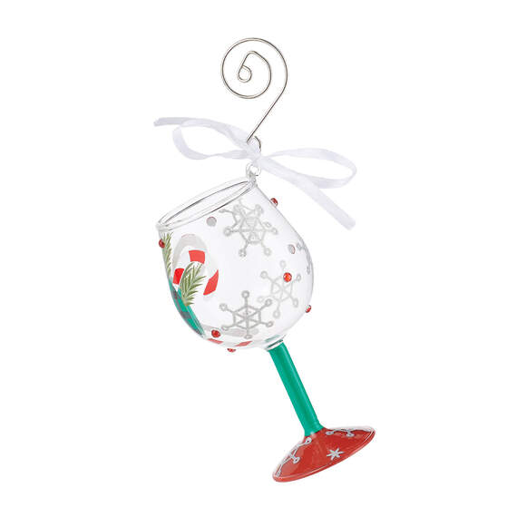 Lolita A Plaid Kind of Christmas Handpainted Wine Glass Ornament