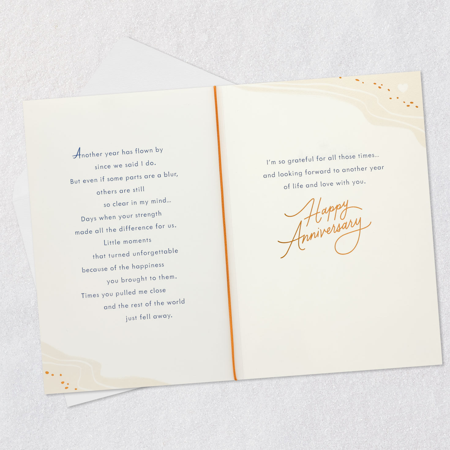 Abstract Couple On Beach Anniversary Card Open card with envelope image number 4