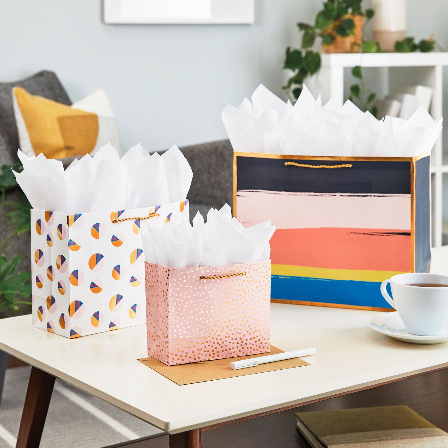 10.4" Painted Stripes Large Horizontal Gift Bag Gift Bags Hallmark