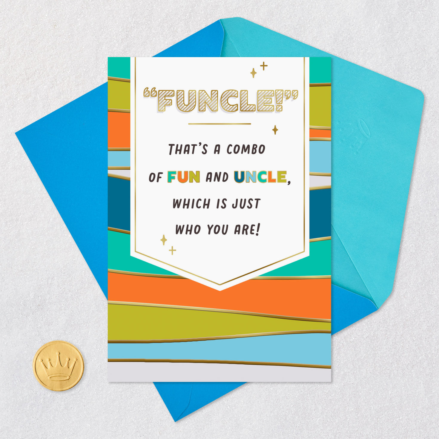 Funcle Funny Father's Day Card Card Front with Envelope and Gold Seal image number 5